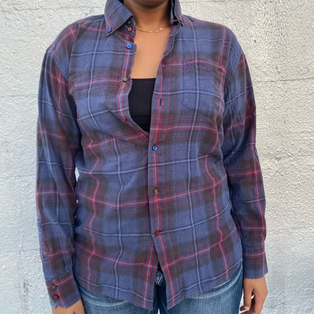 Tommy Hilfiger blue and red flannel